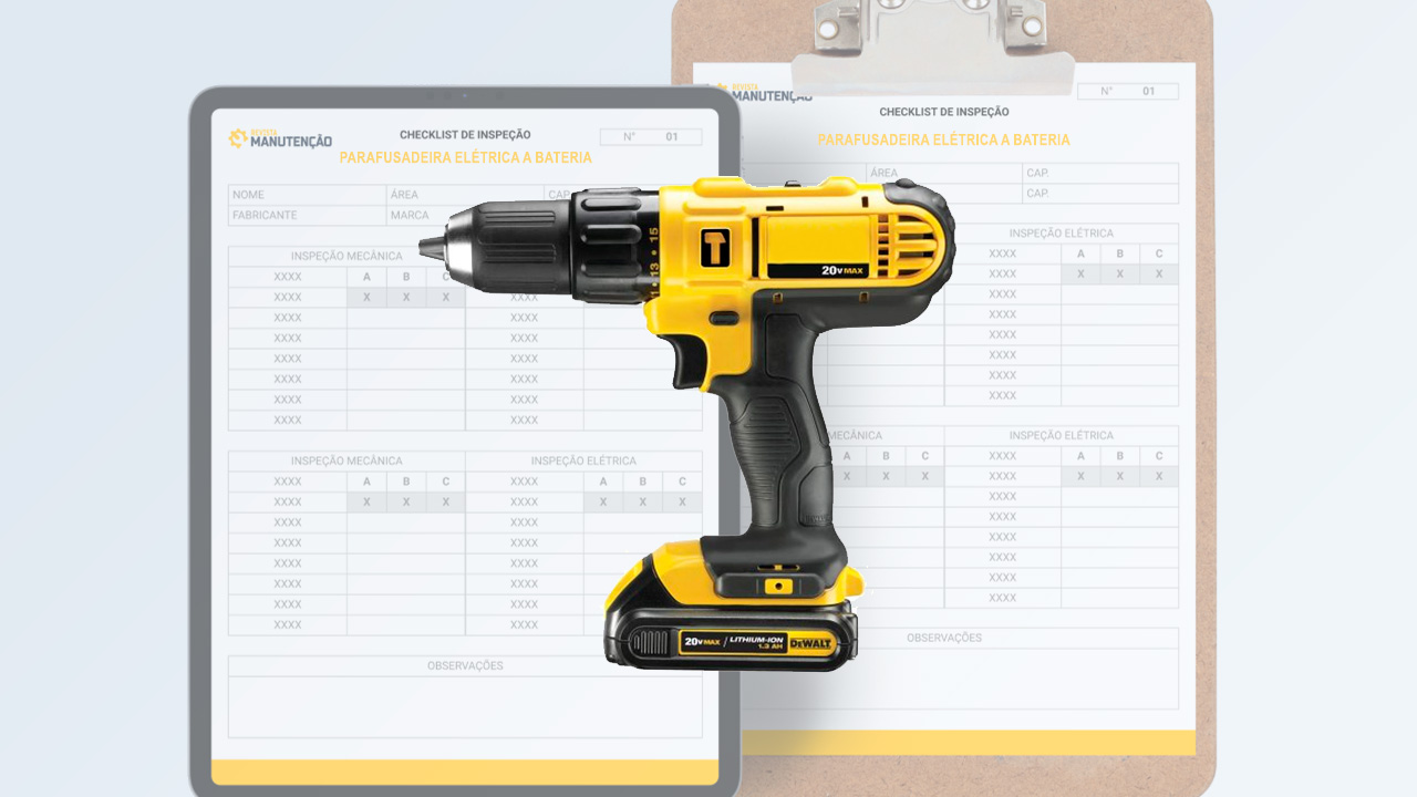 Checklist de parafusadeira elétrica a bateria