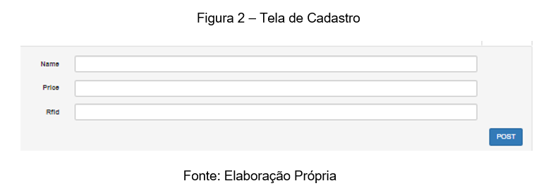 Tela de cadastro automacao adega